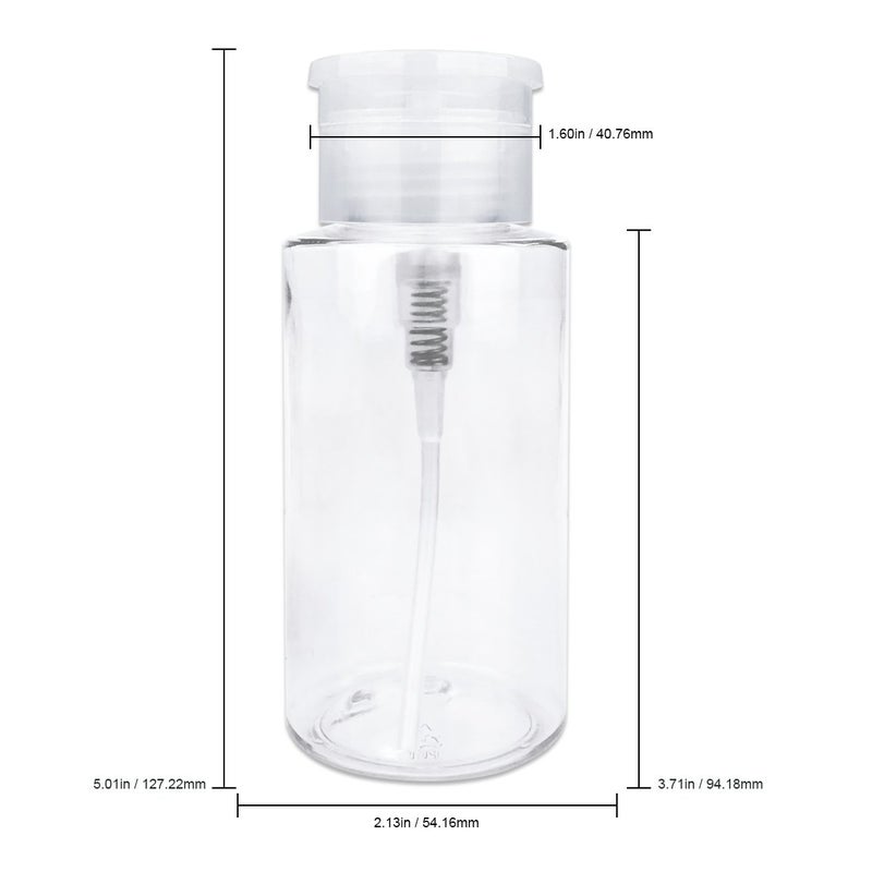 Pana 7oz Clear Push Down Pump Dispenser Empty Refillerble Bottle with Flip Top Cap - for Nail Polish, Travel, Cosmetics Packaging - Image 2